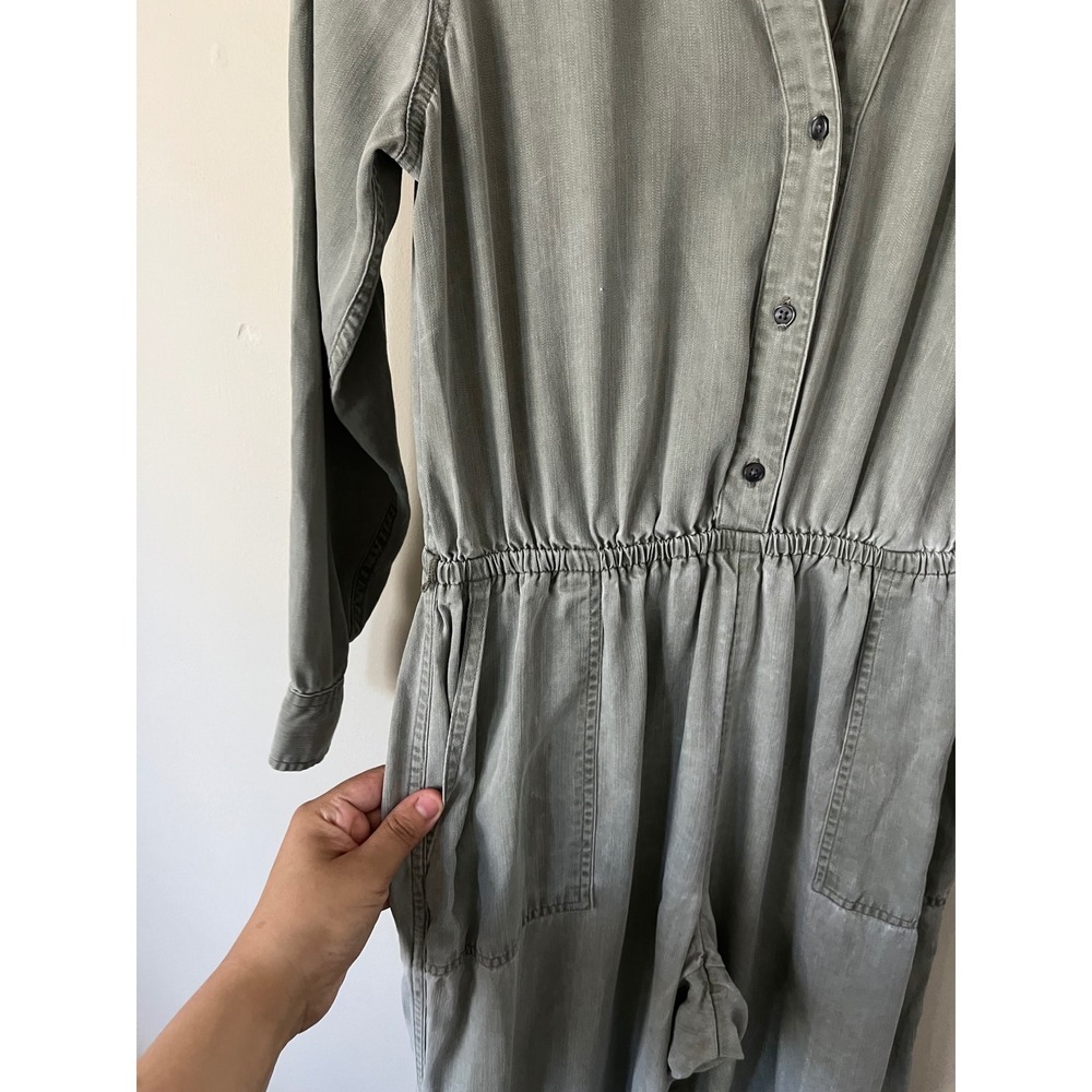 Old Navy Womens Green Long Sleeve Button Front Elastic Waist Utility Jumpsuit S - Picture 10 of 11